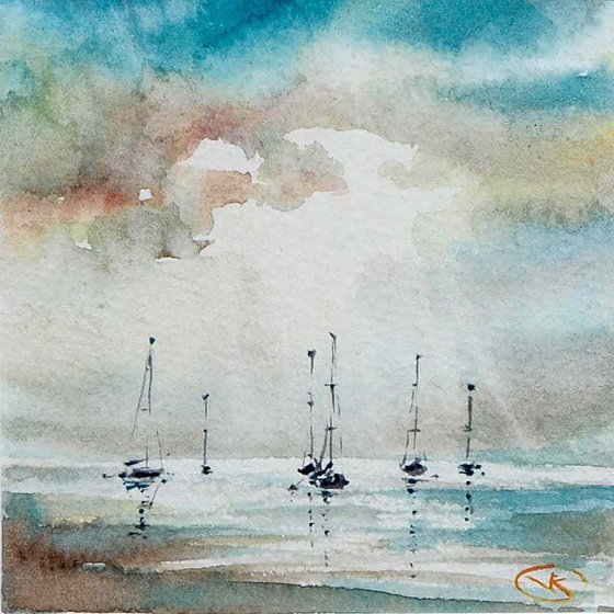 Boats - Miniature Watercolour painting