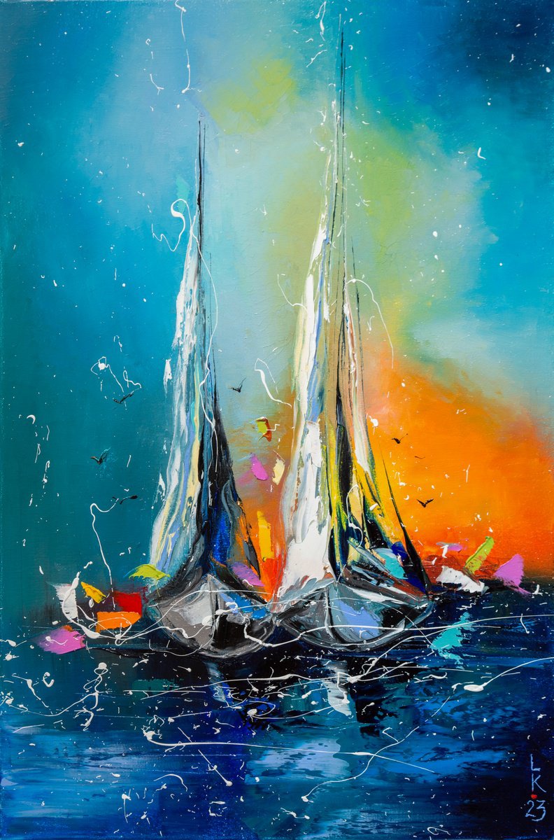 Boats In The Sunset Light By Liubov Kuptsova, 16 X 24, Artwork For Sale On Artfinder