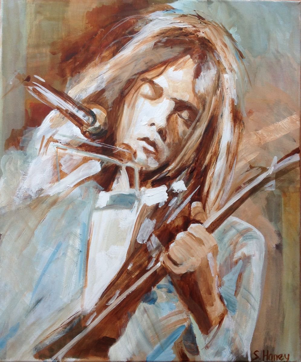 Expressive Portrait Acrylic Painting By Sandra Haney, 20 X 24", Neil Young, Original Artwork
