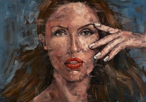 Female portrait oil painting figurative art