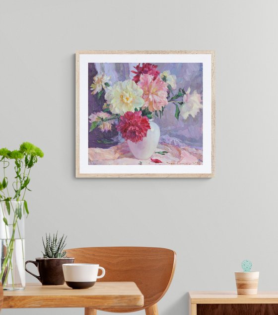 Still life with peonies