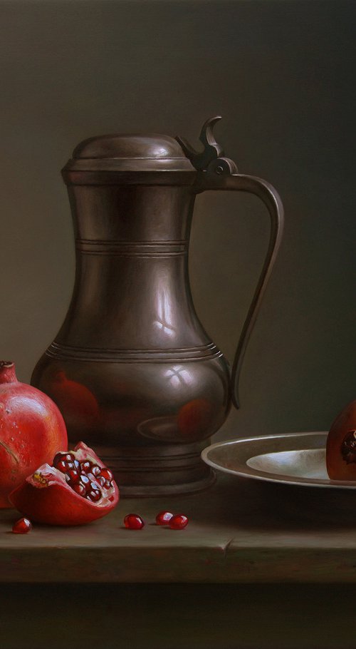 Pomegranates with a jug by Albert Kechyan