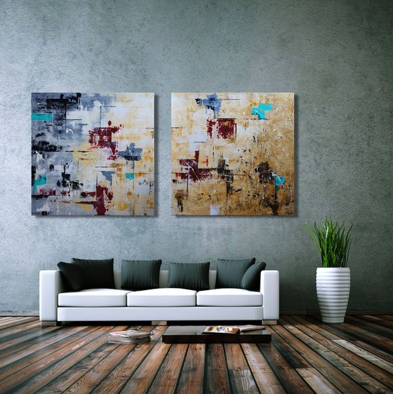 Urbanization (Diptych 200+ x 100 cm) XXXL (80+ x 40 inches)