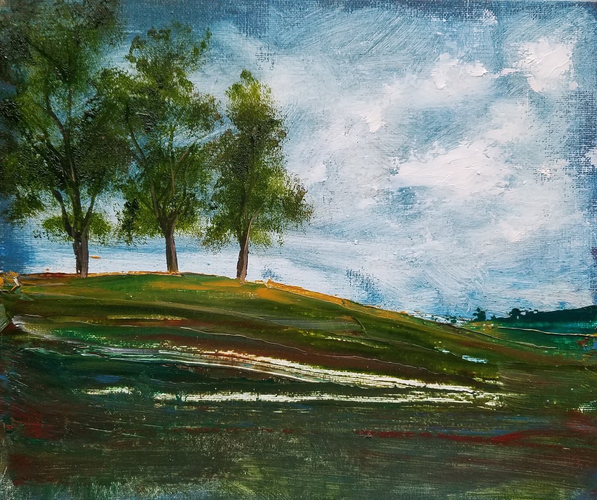 Impressionistic Landscape Oil Painting By Kevin Blake, 12 X 10", Who Has Seen The Wind?, Original Artwork