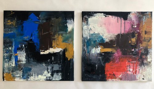 Untitled. Set of two abstract painting by Ilaria Dessí
