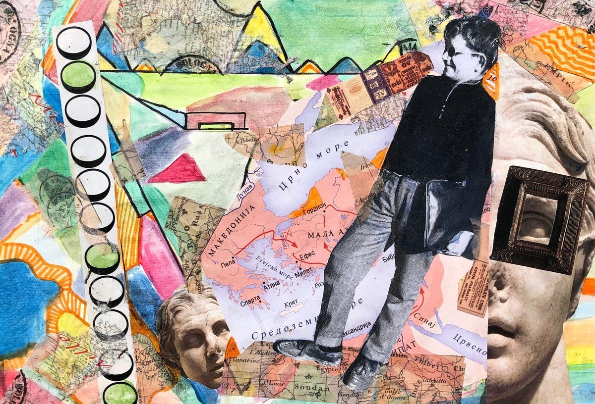 Portrait Collage By Snezana Djordjevic, 13 X 9", The Time Traveler, Original Artwork