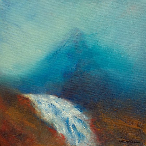 Coigach Waterfall, Scottish mountain landscape