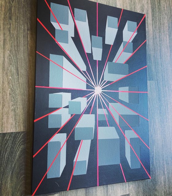 Original Geometric Canvas Painting Acrylic painting by Dominic Joyce