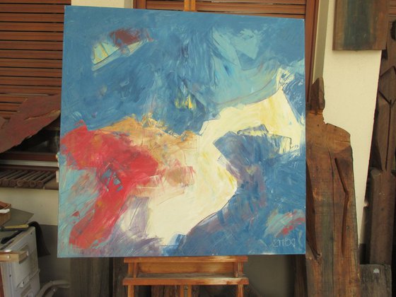 horse abstract oilpainting 39,39 inch expressive art