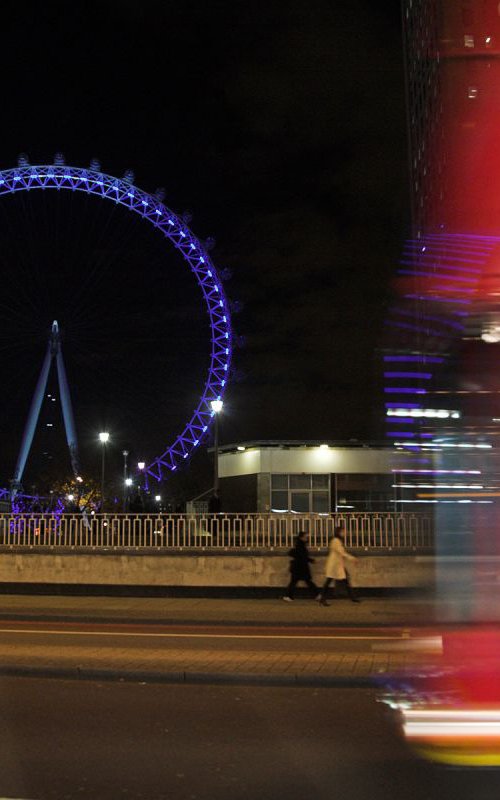 London Eye at night, London by Paula Smith