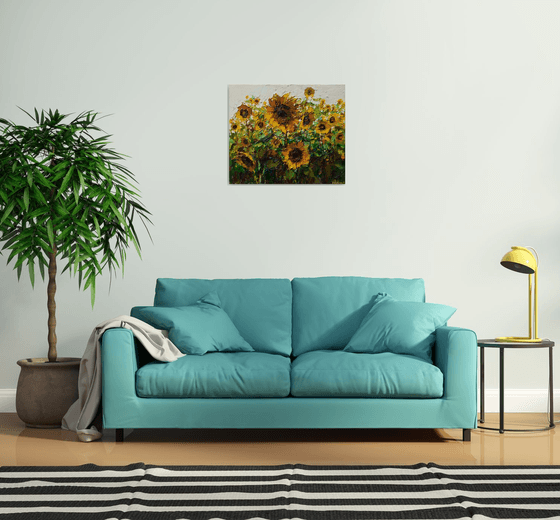 Sunflowers  Impasto Oil painting