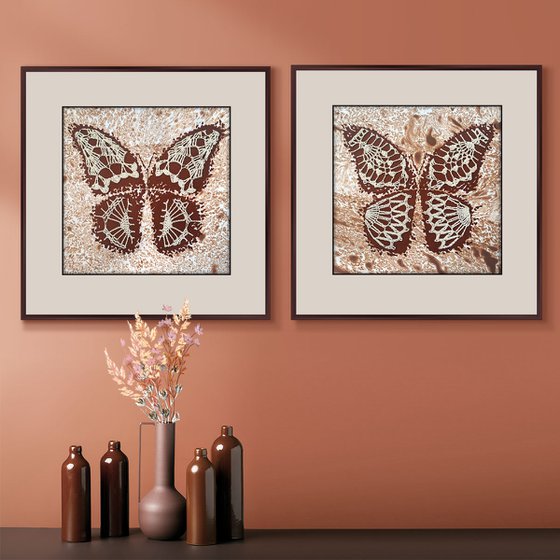 Set of 2 «Caramel Butterflies»