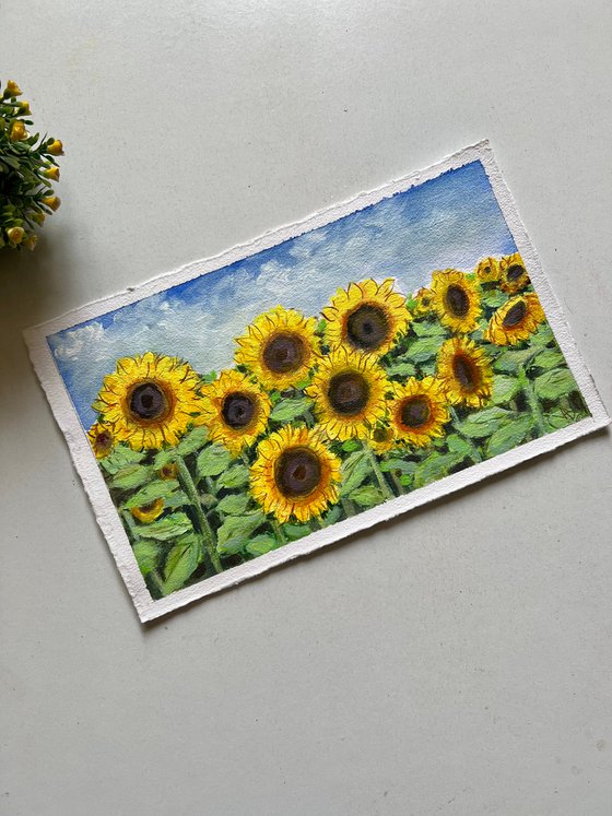 Sunflowers on handmade paper