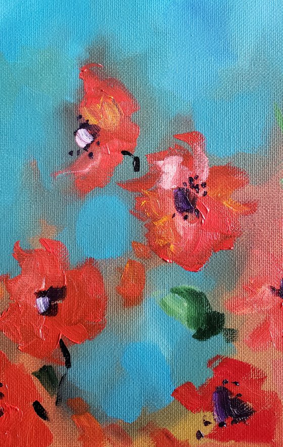 "Poppies in the Wind" - Flowers - Abstract - Peace