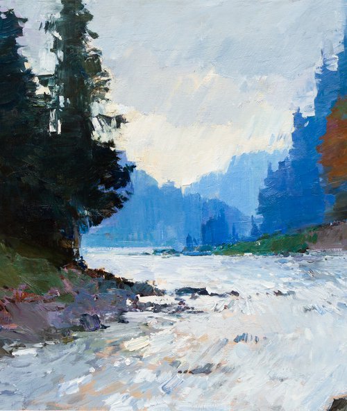 Mountain river. Carpathians by Aleksandr Kryushyn
