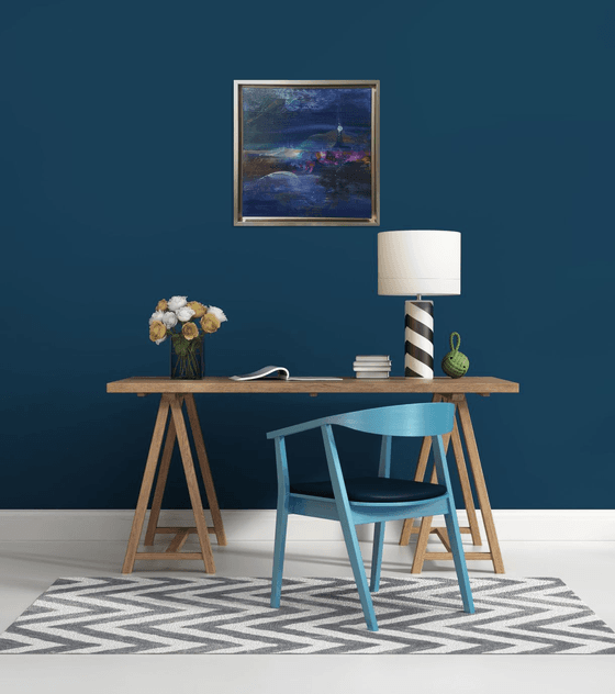 Enigmatic blue framed abstract landscape Kloska