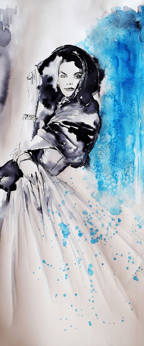 Winter in Fashion / Series of ink painting on paper by Anna Sidi-Yacoub