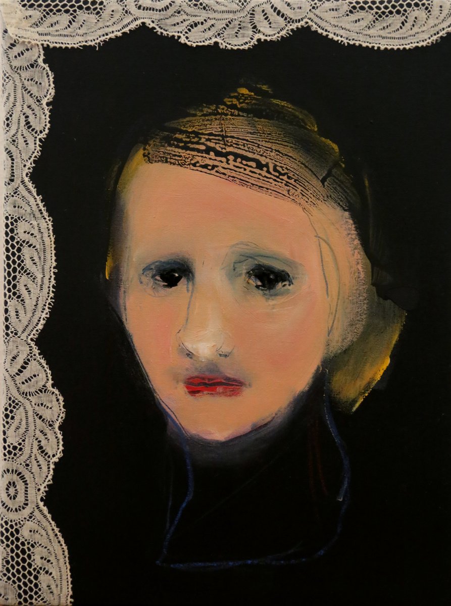 Expressive Portrait Painting By Francesca Candito, 7 X 9, Delia Prickett, Original Artwork