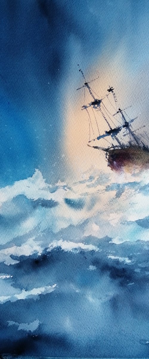 boat in the storm 5 by Giorgio Gosti
