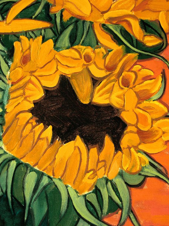 Three Sunflowers in a Vase