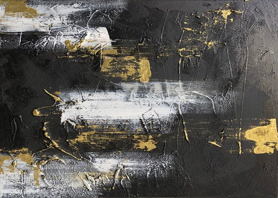 Gold and Black Abstract Reflections