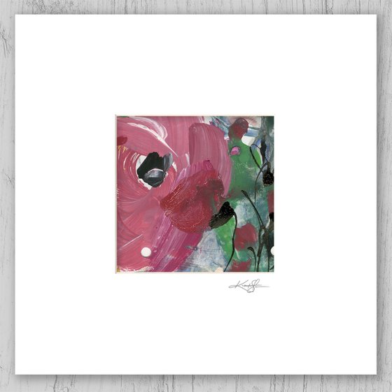 Abstract Floral Collection 8 - 3 Flower Paintings in mats by Kathy Morton Stanion