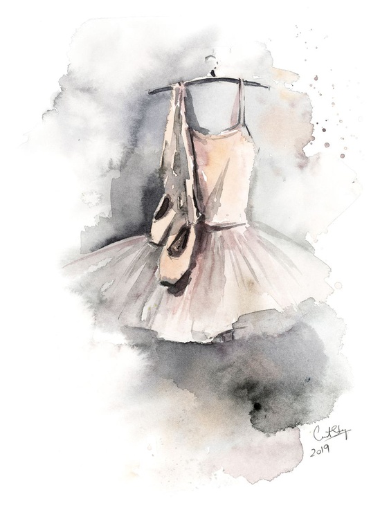 Tutu And Pointe Shoes In Dusty Pink And Grey N 1 Artfinder