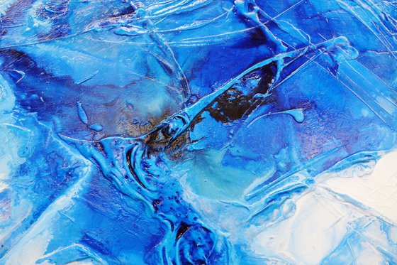 Blue Champagne 160cm x 100cm Textured Abstract Art