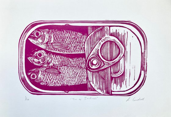 Tin of Sardines Linocut (Unframed)