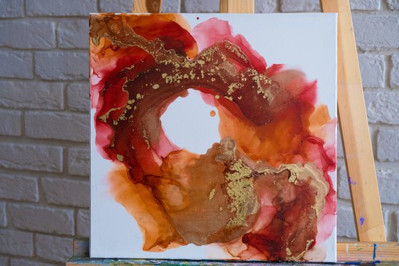 Red Gold Abstract Canvas Art