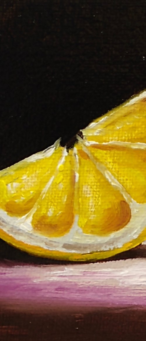 Little lemon slice #2 still life by Jane Palmer Art