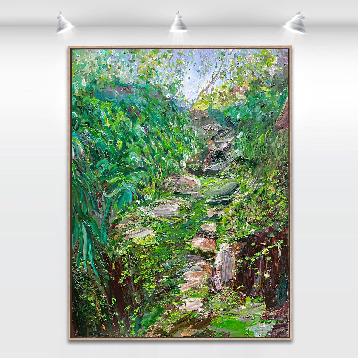 Organic Abstract Acrylic Painting By Tatiana Georgieva, 37 X 49", Pathway For Two, Original Artwork