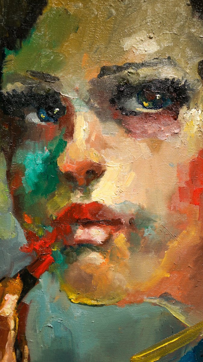 Impressionistic Portrait Oil Painting By Pavel Filin, 22 X 30", To Work, Original Artwork