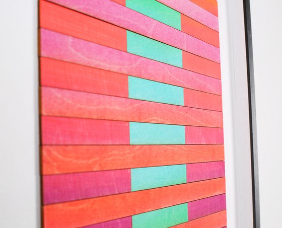 Three Panel Abstract Geometric Gradient Painting Number Eight