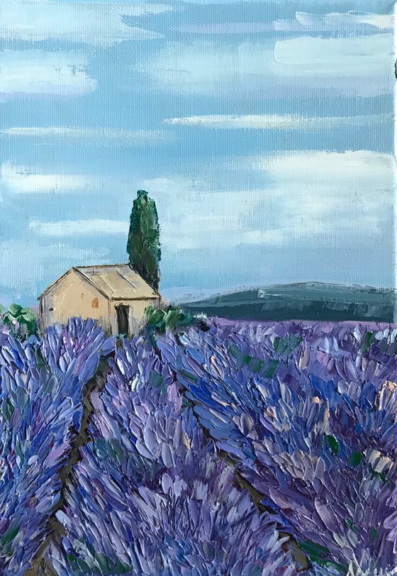 Provence Lavender field 100%Original Oil Painting