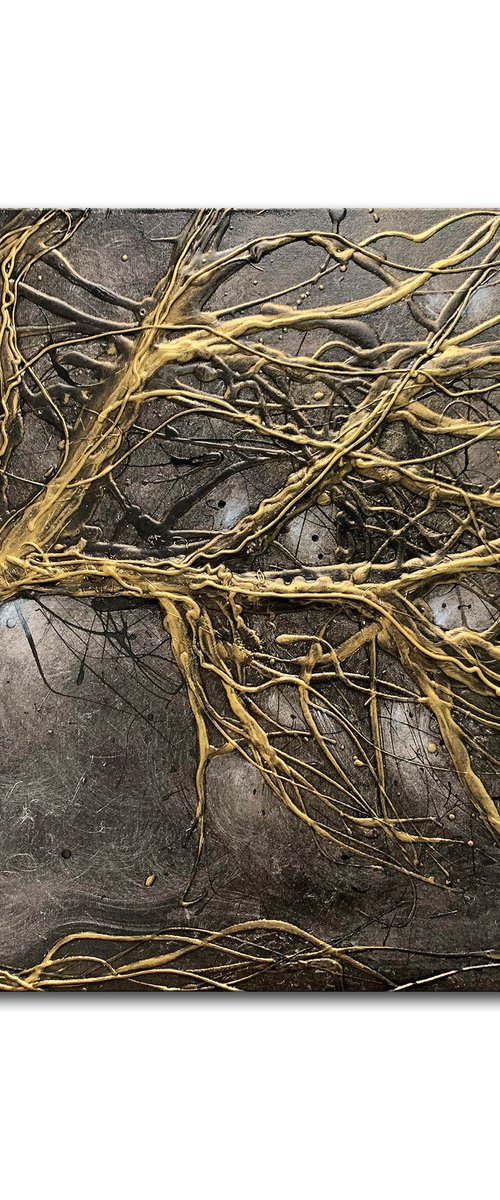 Midnight Gold Tree Large 100 x 70cm by Carol Wood