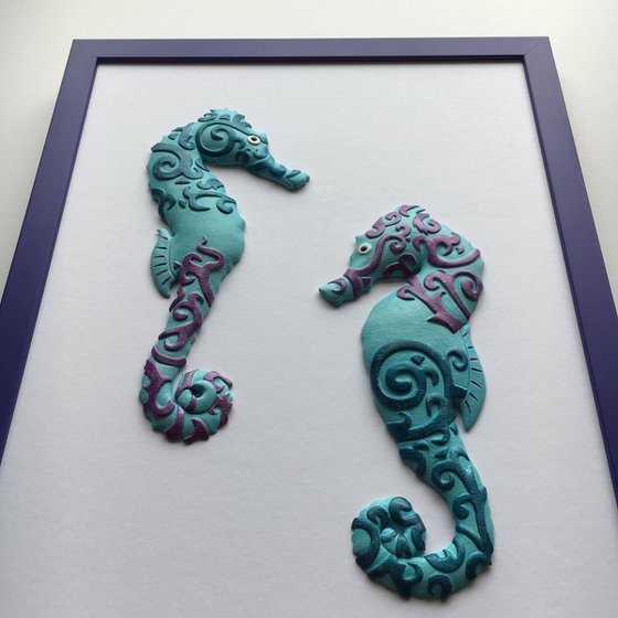 Blue and Purple Seahorses