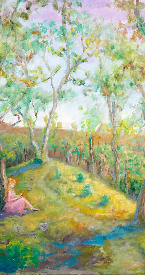 A Warm Day in Horner Wood - landscape in the style of Renoir by Tim Wetherell