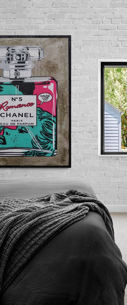 Fluro Romance 120cm x 150cm CONCRETE Textured Urban Pop Art by Franko