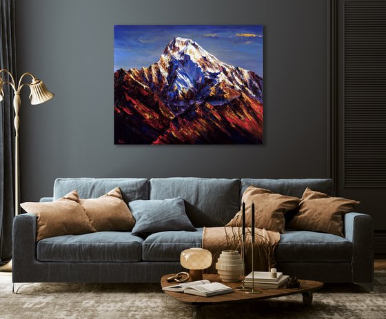 Annapurna Mountains painting art Everest Mountain Himalayas Nepal