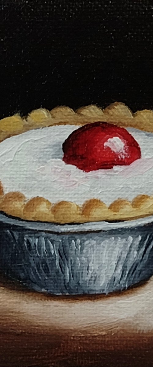Little Cherry Bakewell tart still life by Jane Palmer Art