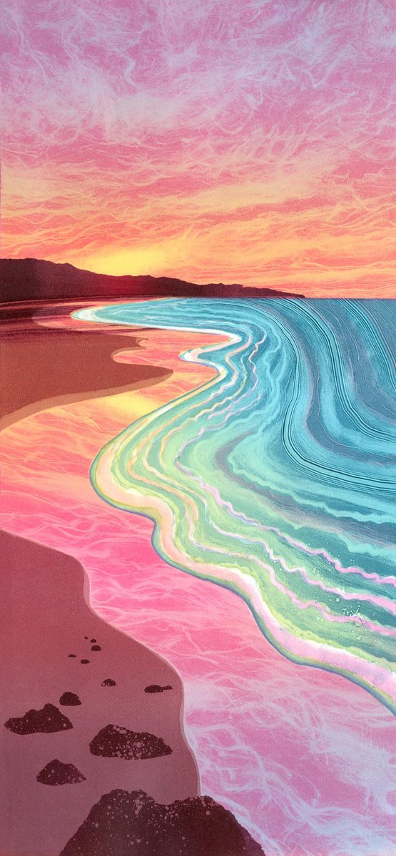 Expressive Limited Edition Print , Radiance On The Shore By Rebecca Vincent, 14 X 28, Artwork For Sale On Artfinder