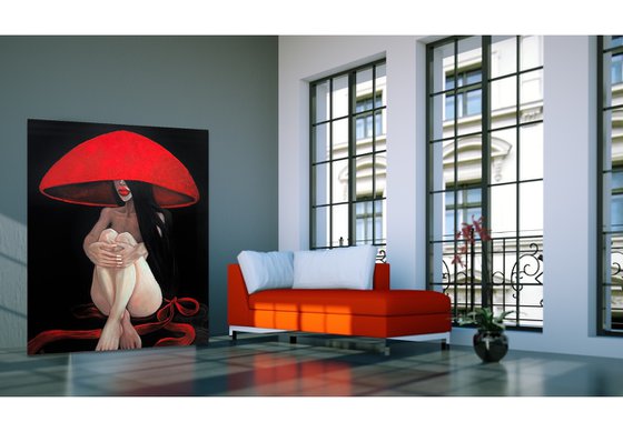 Nude in red hat