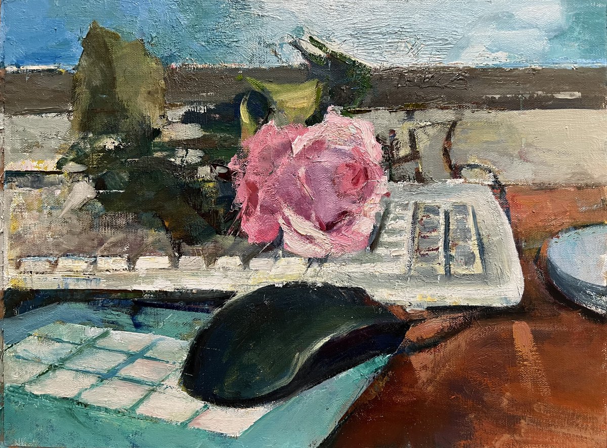 Rose on keyboard by Olga Bolgar