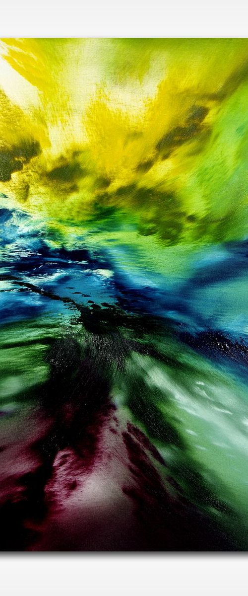 Deepest forest, 60x60 cm, Deep edge, Original abstract painting, oil on canvas by Davide De Palma