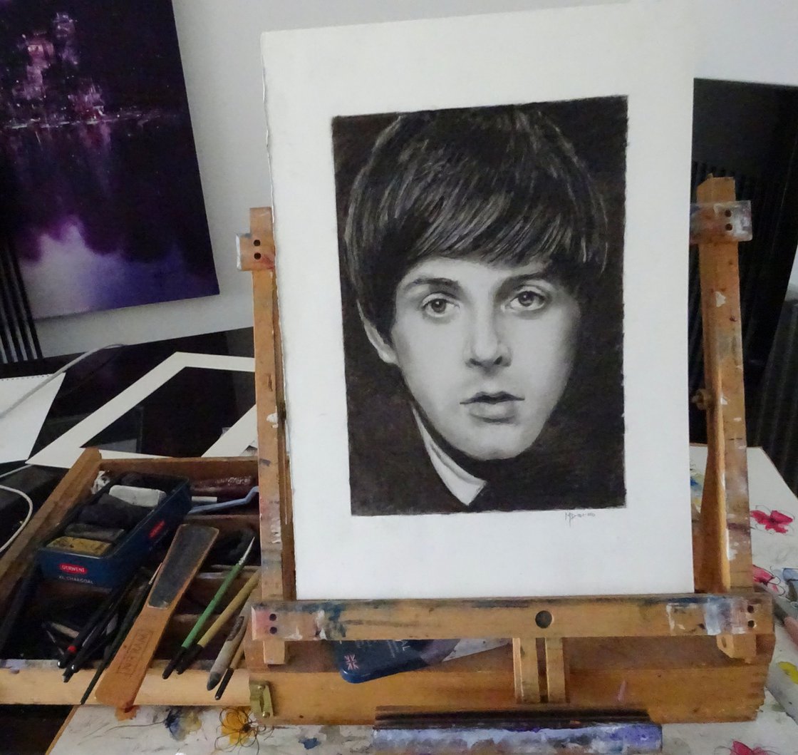 Original Charcoal Drawing - Paul Mccartney by Mel Davies Original Art