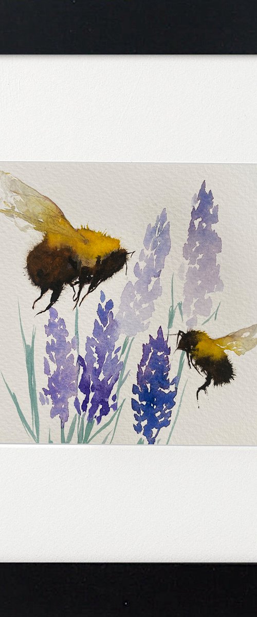 Bees & Lavender framed by Teresa Tanner