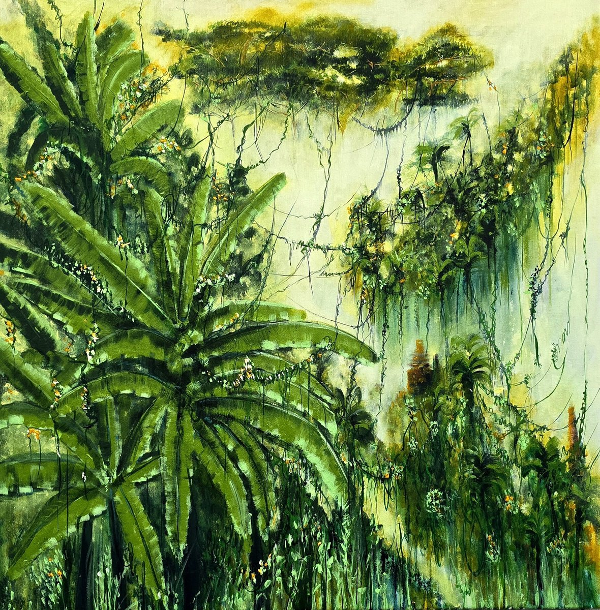 Impressionistic Landscape Acrylic Painting By Danijela Dan, 31 X 31, Memories From Bali Iii, Original Artwork