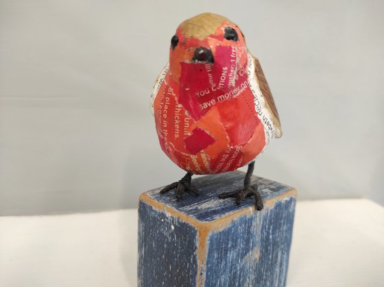 Robin #4 paper bird sculpture