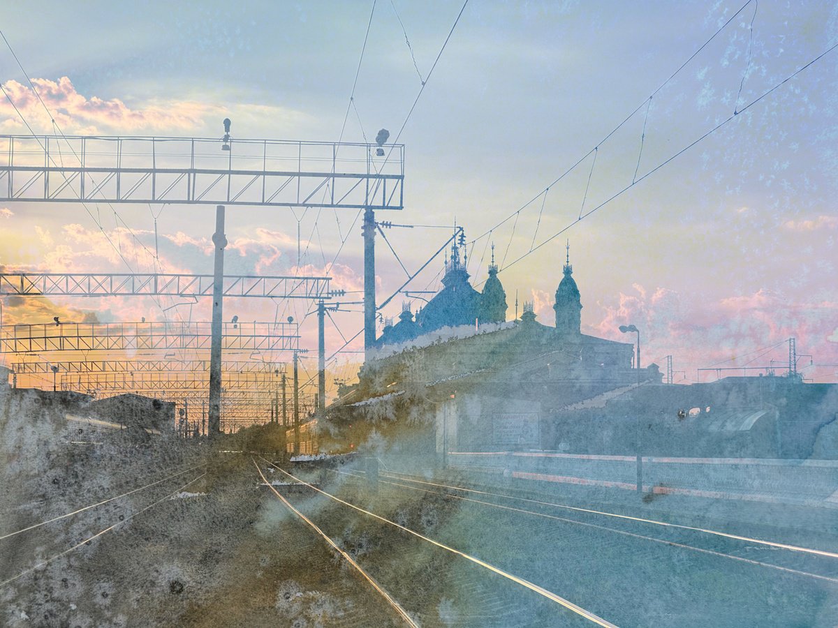 Cityscapes Giclee Print By Yuliia Sharapova, 20 X 15", Sunrise Sky City Scape, Original Artwork